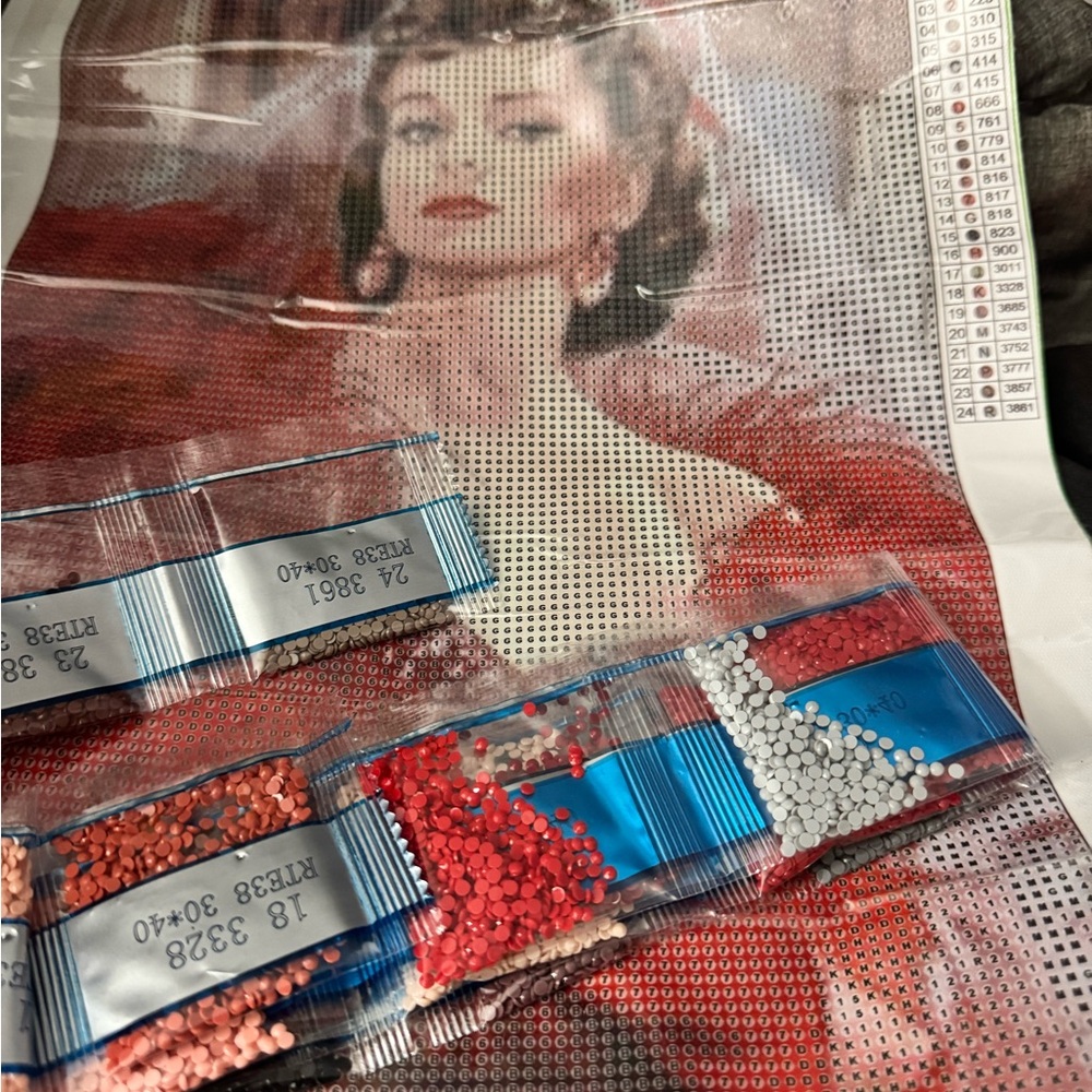 Diamond Painting Kit with Red Dress Design
